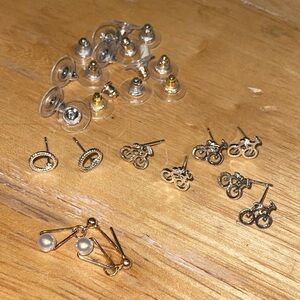 Silver earrings and backs bundle